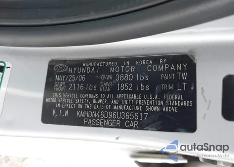 2006 Hyundai Elantra Gls/Limited from USA, damaged, VIN KMHDN46D96U365617